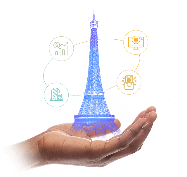 Eiffel Tower Wireframe with Reach Icons