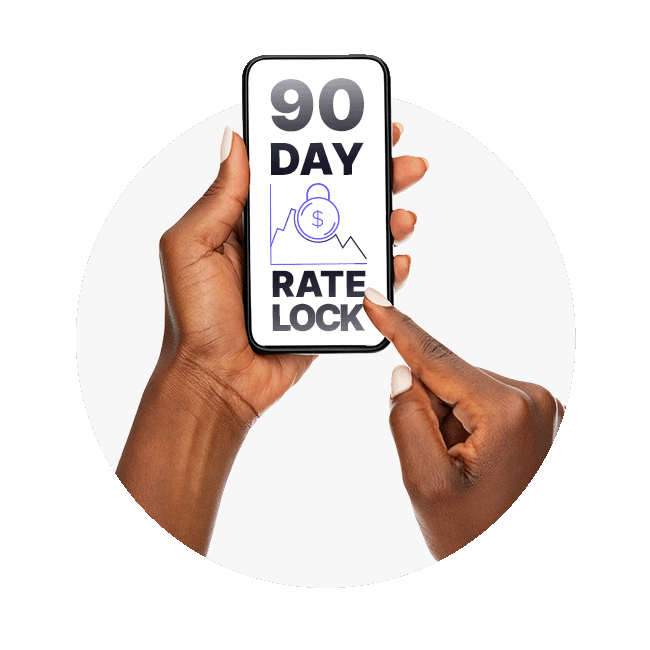 Icon of a person holding a smartphone depicting Reach’s up to 90-day rate lock for FX